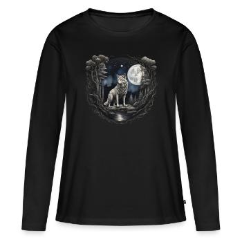 Lobo2-KARTON - Frauen Premium Bio Langarmshirt - Schwarz - Vorne - Julia (174cm)