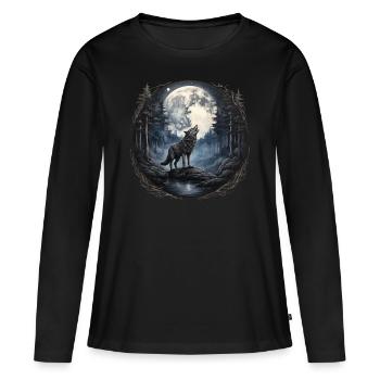 Lobo4-KARTON - Frauen Premium Bio Langarmshirt - Schwarz - Vorne - Julia (174cm)