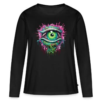 Psychédélique Eye Coloré LSD Drug Trip - T-shirt manches longues Premium bio Femme - noir - Devant - Julia (174cm)