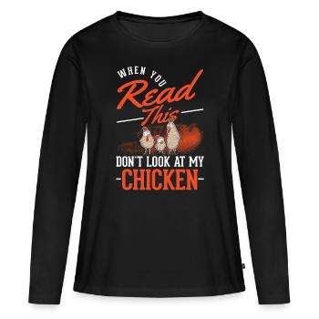 Poulets Élevage de poulets Producteur de poulets - T-shirt manches longues Premium bio Femme - noir - Devant - Julia (174cm)