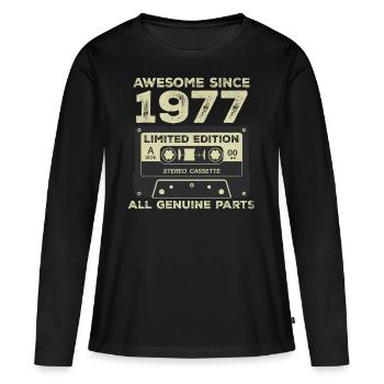 1977 Anniversaire Né En 1977 Vintage Rétro - T-shirt manches longues Premium bio Femme - noir - Devant - Julia (174cm)