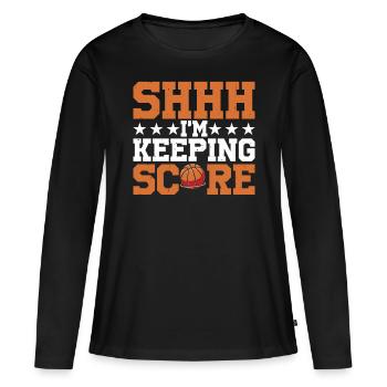 Chut, je garde le score 22 - T-shirt manches longues Premium bio Femme - noir - Devant - Julia (174cm)