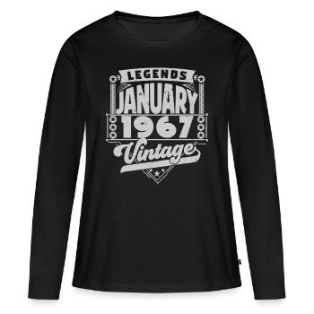 Jahrgang Geburtstag Januar 1967, Januar 1967. - Frauen Premium Bio Langarmshirt - Schwarz - Vorne - Julia (174cm)