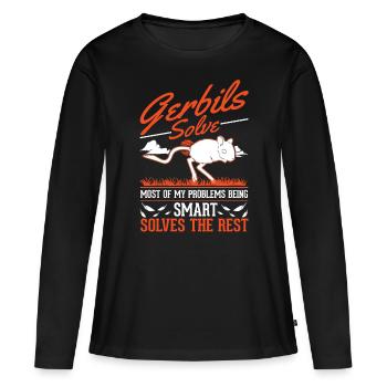 Gerbille cadeau Gerbille de Mongolie Gerbille - T-shirt manches longues Premium bio Femme - noir - Devant - Julia (174cm)