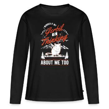 Gerbille cadeau Gerbille de Mongolie Gerbille - T-shirt manches longues Premium bio Femme - noir - Devant - Julia (174cm)