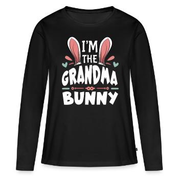 Je suis la grand-mère lapin - T-shirt manches longues Premium bio Femme - noir - Devant - Julia (174cm)