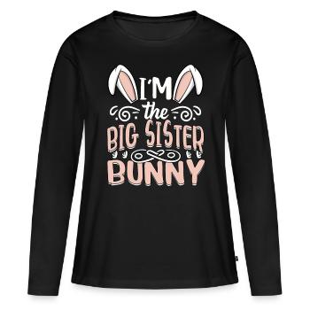 Je suis la grande sœur lapin - T-shirt manches longues Premium bio Femme - noir - Devant - Julia (174cm)
