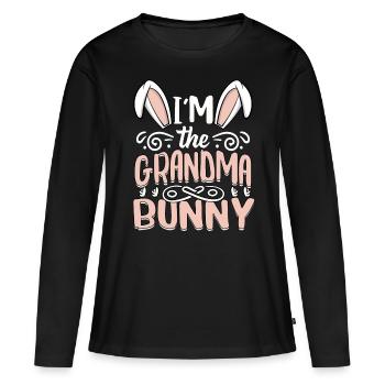 Je suis la grand-mère lapin - T-shirt manches longues Premium bio Femme - noir - Devant - Julia (174cm)