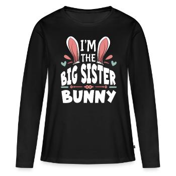 Je suis la grande sœur lapin - T-shirt manches longues Premium bio Femme - noir - Devant - Julia (174cm)