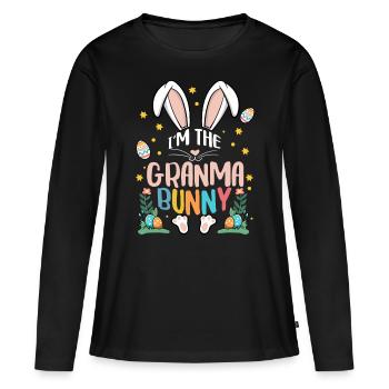 Je suis la grand-mère lapin - T-shirt manches longues Premium bio Femme - noir - Devant - Julia (174cm)