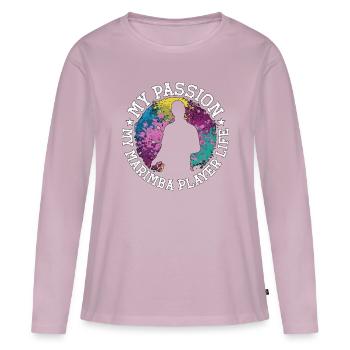Joueur de Marimba Ma Passion Mon Instrument de Percussion - T-shirt manches longues Premium bio Femme - rose poudré - Devant - Julia (174cm)