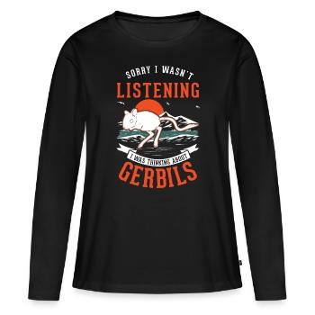 Gerbille cadeau Gerbille de Mongolie Gerbille - T-shirt manches longues Premium bio Femme - noir - Devant - Julia (174cm)