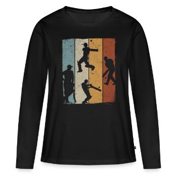 Cricket Retro Cricket Silhouettes Cricket - T-shirt manches longues Premium bio Femme - noir - Devant - Julia (174cm)