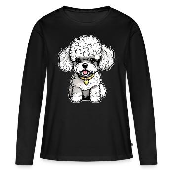 Caniche mignon II - T-shirt manches longues Premium bio Femme - noir - Devant - Julia (174cm)
