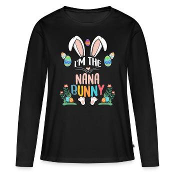 Je suis le lapin Nana - T-shirt manches longues Premium bio Femme - noir - Devant - Julia (174cm)