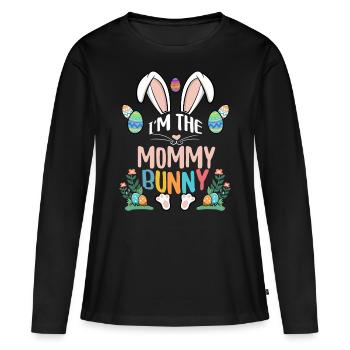 Je suis la maman lapin - T-shirt manches longues Premium bio Femme - noir - Devant - Julia (174cm)