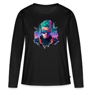 Cyber Gamer - T-shirt manches longues Premium bio Femme - noir - Devant - Julia (174cm)