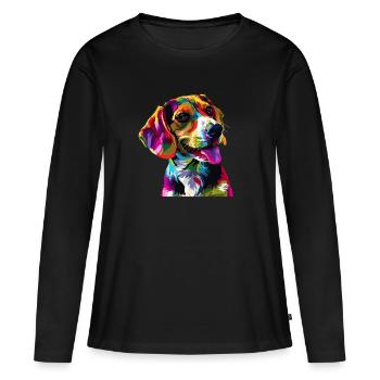 beagle Beagle coloré - T-shirt manches longues Premium bio Femme - noir - Devant - Julia (174cm)