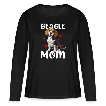 beagle maman beagle - T-shirt manches longues Premium bio Femme - noir - Devant - Julia (174cm)