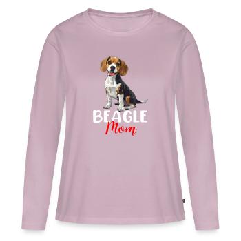 beagle maman beagle - T-shirt manches longues Premium bio Femme - rose poudré - Devant - Julia (174cm)