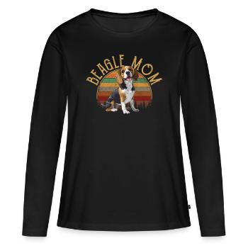 beagle maman beagle - T-shirt manches longues Premium bio Femme - noir - Devant - Julia (174cm)