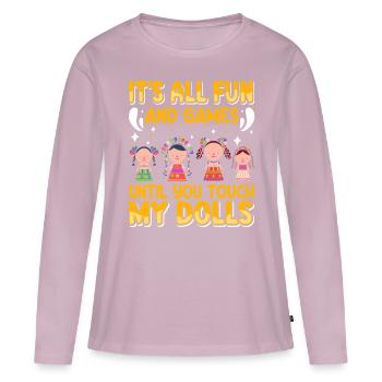 Poupée de collection Poupée en porcelaine Antique - T-shirt manches longues Premium bio Femme - rose poudré - Devant - Julia (174cm)