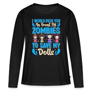 Poupée de collection Poupée en porcelaine Antique - T-shirt manches longues Premium bio Femme - noir - Devant - Julia (174cm)
