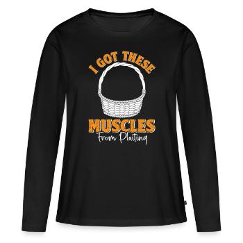 Tressage de paniers Tissage de paniers - T-shirt manches longues Premium bio Femme - noir - Devant - Julia (174cm)
