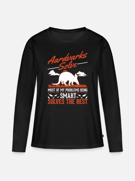 Erdferkel Geschenk Aardvark - Frauen Premium Bio Langarmshirt - Schwarz