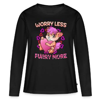 Worry less Furry more I Fursona Cosplay Fandom - Frauen Premium Bio Langarmshirt - Schwarz - Vorne - Julia (174cm)