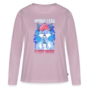 Worry less Furry more I Fursona Cosplay Fandom - Frauen Premium Bio Langarmshirt - Altrosa - Vorne - Julia (174cm)