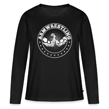 Bras de fer Bras de fer Bras de fer Armwrestli - T-shirt manches longues Premium bio Femme - noir - Devant - Julia (174cm)