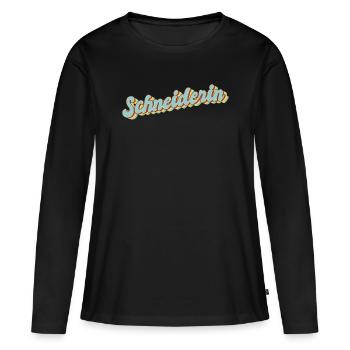 Schneidern Abschluss-Geschenk Textil-Schneiderin - Frauen Premium Bio Langarmshirt - Schwarz - Vorne - Julia (174cm)