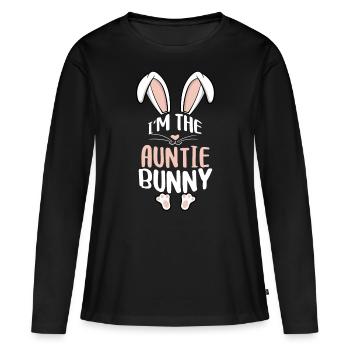 Je suis la tante lapin - T-shirt manches longues Premium bio Femme - noir - Devant - Julia (174cm)