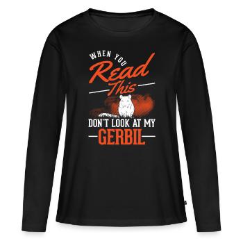 Gerbille cadeau Gerbille de Mongolie Gerbille - T-shirt manches longues Premium bio Femme - noir - Devant - Julia (174cm)