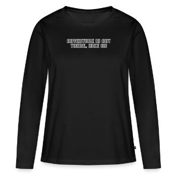 Randonnée - L’aventure est là-bas, la randonnée - T-shirt manches longues Premium bio Femme - noir - Devant - Julia (174cm)