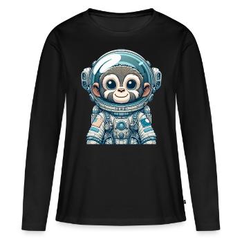Cute Monkey Astronaut - Women's Premium Organic Long Sleeve Shirt - black - Front - Julia (174cm)