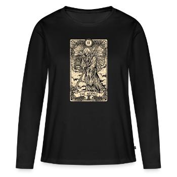 The Hermit I Witchcraft Tarot Card I Fortune - Frauen Premium Bio Langarmshirt - Schwarz - Vorne - Julia (174cm)