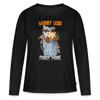 Worry less Furry more I Fursona Cosplay Fandom - Frauen Premium Bio Langarmshirt - Schwarz - Vorne - Julia (174cm)