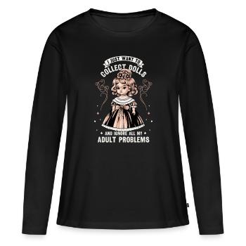 Poupée de collection Poupée en porcelaine Antique - T-shirt manches longues Premium bio Femme - noir - Devant - Julia (174cm)