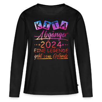 Kita Abgänger 2024 - Frauen Premium Bio Langarmshirt - Schwarz - Vorne - Julia (174cm)