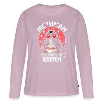 Mothman croit aux ramen - T-shirt manches longues Premium bio Femme - rose poudré - Devant - Julia (174cm)