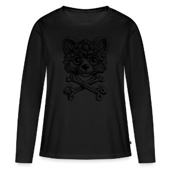 Löwenliebhaber-Shirt: Einzigartiges Comic-Fieber! - Frauen Premium Bio Langarmshirt - Schwarz - Vorne - Julia (174cm)
