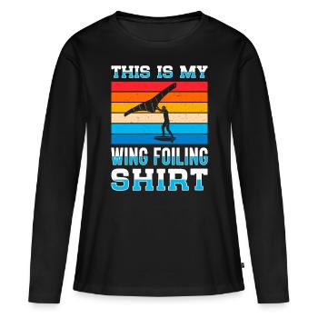 Wingsurfing Foil Wing Wing Boarding Wing Foiling - T-shirt manches longues Premium bio Femme - noir - Devant - Julia (174cm)