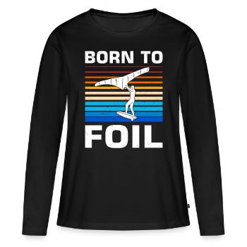 Wingsurfing Foil Wing Wing Boarding Wing Foiling - T-shirt manches longues Premium bio Femme - noir - Devant - Julia (174cm)
