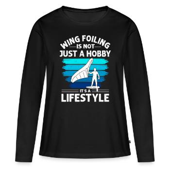 Wingsurfing Foil Wing Wing Boarding Wing Foiling - T-shirt manches longues Premium bio Femme - noir - Devant - Julia (174cm)
