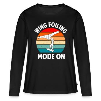 Wingsurfing Foil Wing Wing Boarding Wing Foiling - T-shirt manches longues Premium bio Femme - noir - Devant - Julia (174cm)