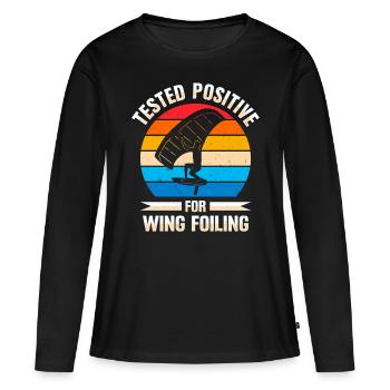 Wingsurfing Foil Wing Wing Boarding Wing Foiling - T-shirt manches longues Premium bio Femme - noir - Devant - Julia (174cm)