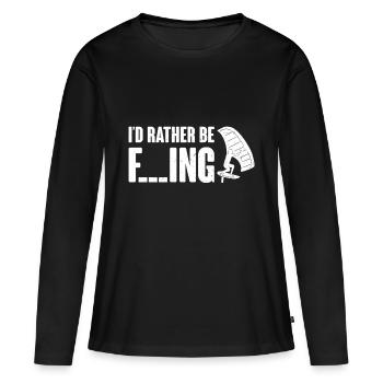 Wingsurfing Foil Wing Wing Boarding Wing Foiling - T-shirt manches longues Premium bio Femme - noir - Devant - Julia (174cm)