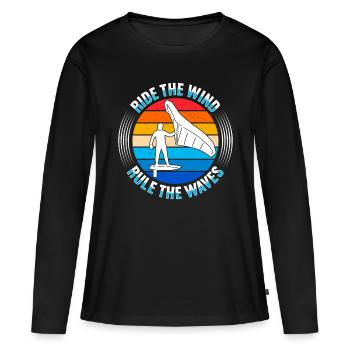 Wingsurfing Foil Wing Wing Boarding Wing Foiling - T-shirt manches longues Premium bio Femme - noir - Devant - Julia (174cm)